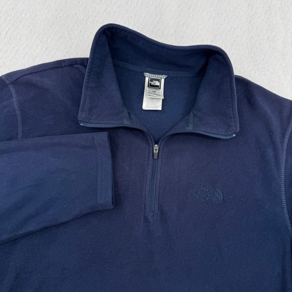 The North Face Mens Navy Blue TKA 100 Quarter Zip Fleece Pullover Jacket Size M
